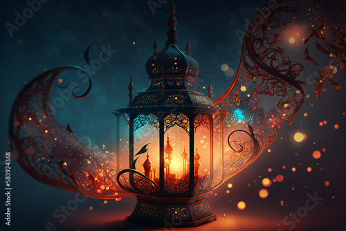 Muslim Holy Month Ramadan Kareem Lantern Generative Ai