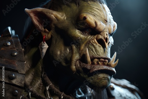 Frightening Orc. Cinematic and realistic look. Generative AI.