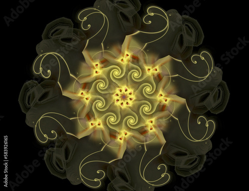 Abstract Magic energy multicolored fractal. 3D rendering.