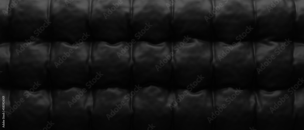 Fototapeta premium Beautiful texture of a fine black leather surface using as background or header, 3d rendering