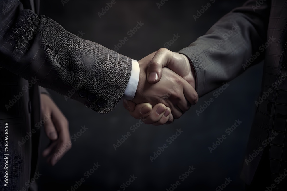 Agreement in Business: Two Men Shaking Hands in Formal Attire
