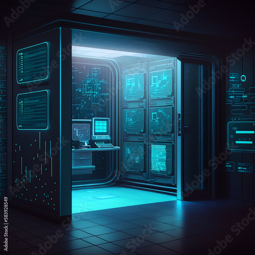 Data storage room technology concept