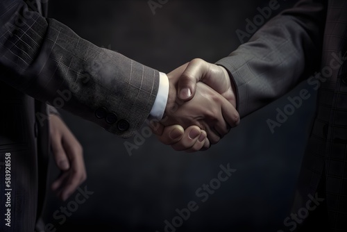 Agreement in Business: Two Men Shaking Hands in Formal Attire