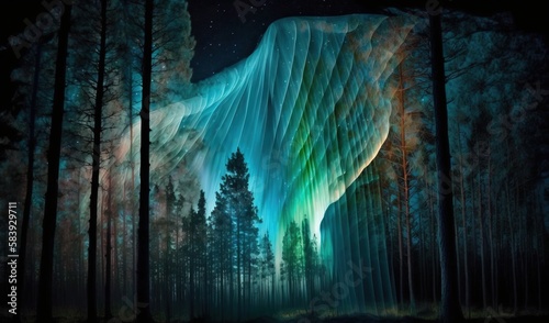  a painting of an aurora northern light. generative ai