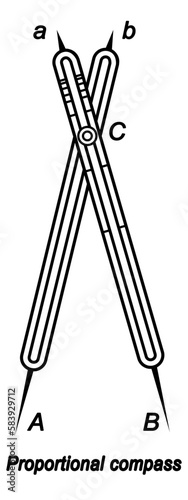 Proportional compass vector illustration. Math, construction, measurement icon. 