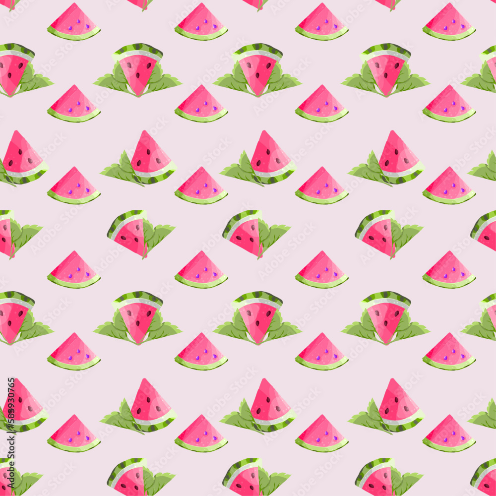a pattern of fruits. watermelon illustrations. fresh summer print for textiles. textiles for the kitchen. bright, colorful, pink pattern a pattern of fruits. watermelon illustrations. fresh summer print for textiles. textiles for the kitchen. bright, colorful, pink pattern