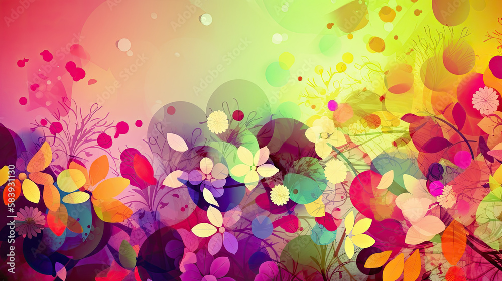 Colorful spring-themed design. Generative AI Colorful spring-themed design. Generative AI