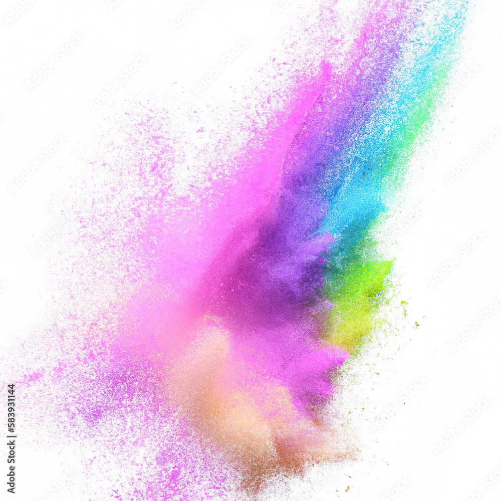 Colorful dust on a white background. Generated with ai.