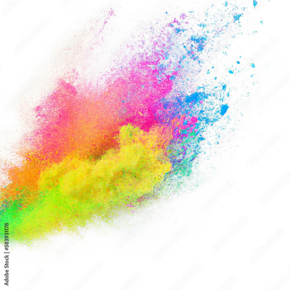 Colorful dust on a white background. Generated with ai. Colorful dust on a white background. Generated with ai.