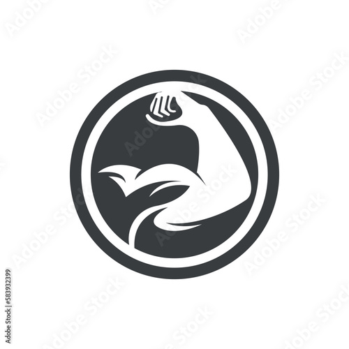 Arm muscle silhouette logo biceps icon