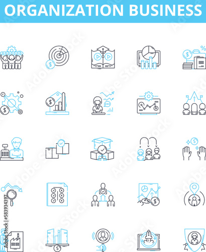Organization business vector line icons set. Company, Management, Business, Profit, Structure, Operation, Process illustration outline concept symbols and signs
