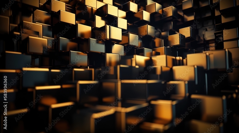 abstract gold and black 3d cubes, made with generative ai abstract gold and black 3d cubes, made with generative ai