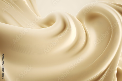 Close up of a cream swirl on white background with copy space. Generative AI technology.