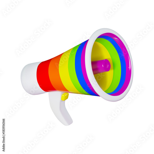 rainbow loudspeaker render. pride and lgbt. vector illustration in 3d style