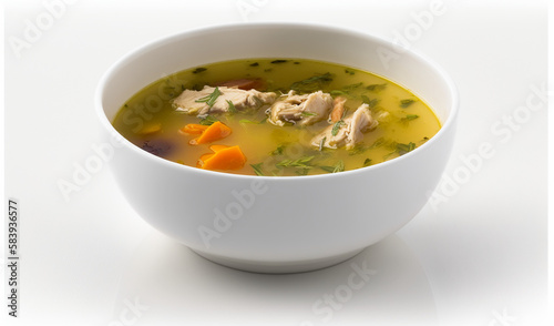 chicken soup with vegetables created by generative AI tools