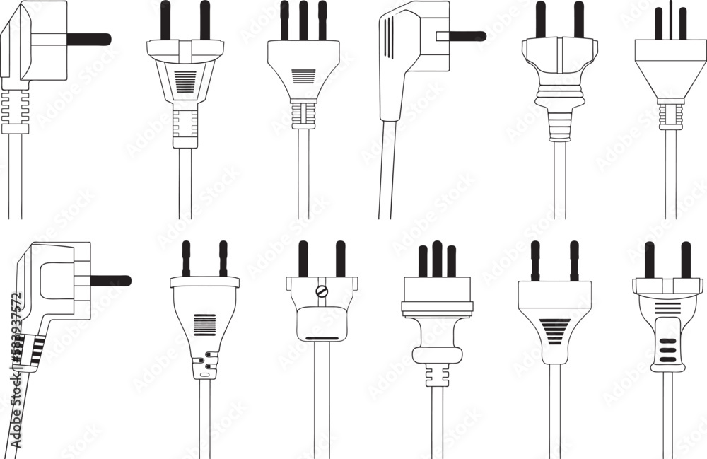 Set of different plugs isolated on white Set of different plugs isolated on white