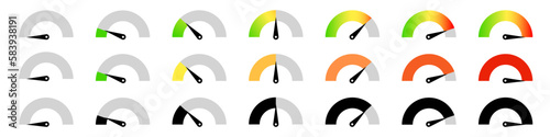 Indicator icon. Dashboard icon. Speedometer vector set. 