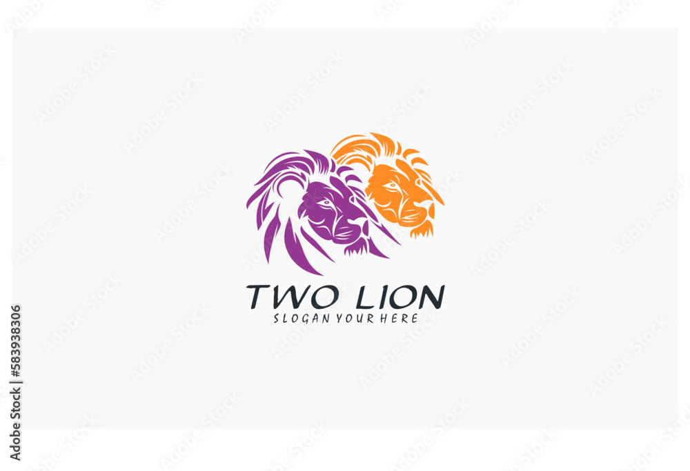 two head lion design template vector logo two head lion design template vector logo