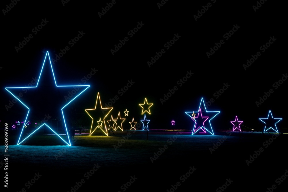 Obraz premium View of illuminated stars on the Blenheim Christmas Lights Trail