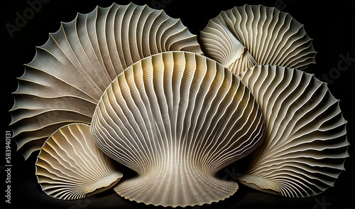  a close up of a shell on a black background with a black background and a black background with a black background and a white background with a black background. generative ai