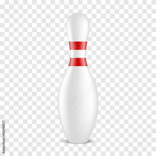 white bowling pin with red stripes on a transparent background