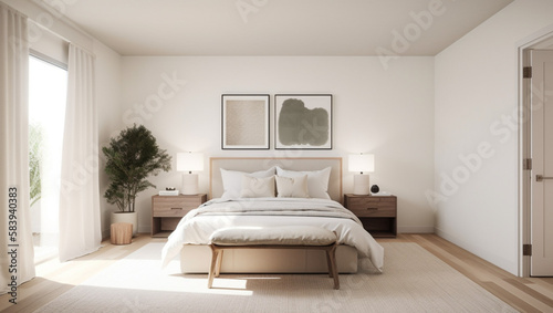 Modern living bedroom, Generative AI