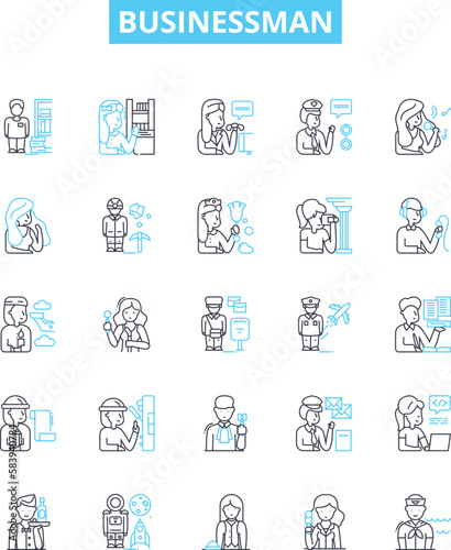 Businessman vector line icons set. Entrepreneur, Executive, CEO, Manager, Broker, Director, Investor illustration outline concept symbols and signs