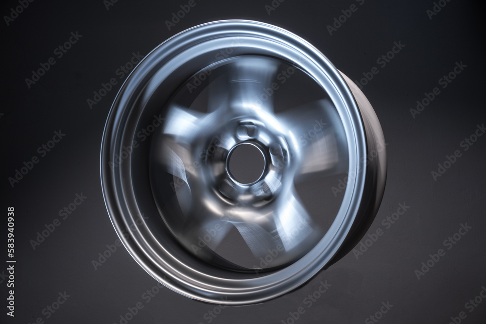 sports metallic gray car rims extended long exposure photography for motion blur effect when rotating sports metallic gray car rims extended long exposure photography for motion blur effect when rotating