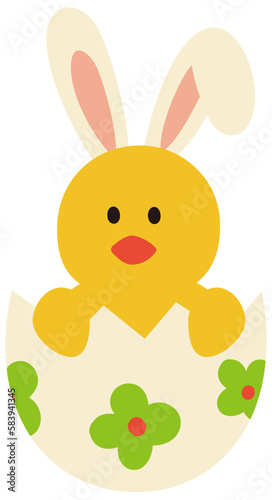 Easter chick sitting in an egg