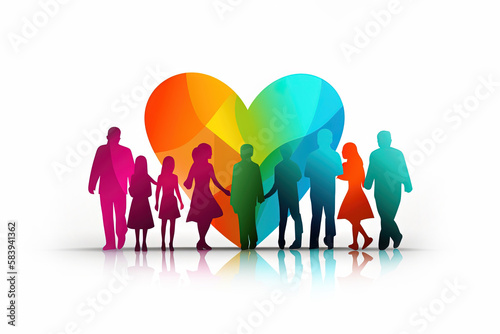 Friends family love illustration, logo concept, isolated on white, diversity & inclusion, Generative AI	