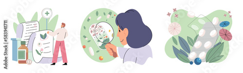 Herbal oils natural medicines. Scientist or doctor making alternative medicine herb, mortar, laboratory glassware plant in tube, flower. Doctor checking medicinal herbs. Herbal medicine. Drug research