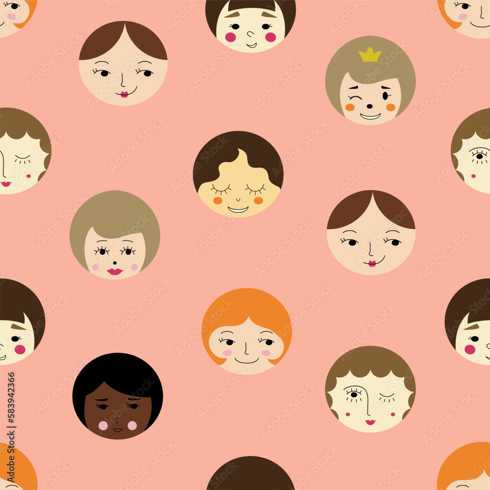Feminine look, abstract personage, mascot design, funny face, cute icon. Feminine look, abstract personage, mascot design, funny face, cute icon.