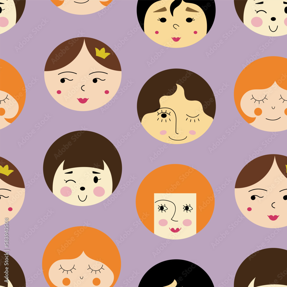Feminine look, abstract personage, mascot design, funny face, cute icon. Feminine look, abstract personage, mascot design, funny face, cute icon.