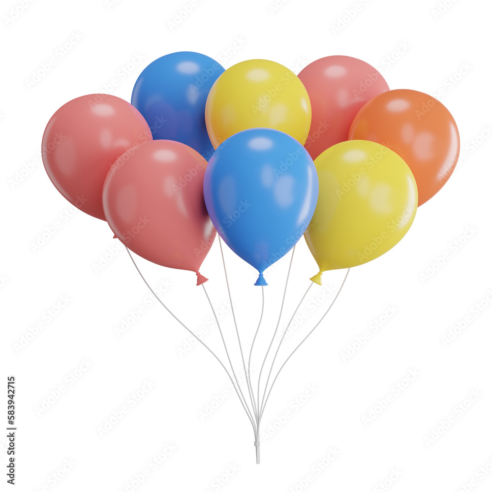 3d render of balloons with confetti flying. 3d render of balloons with confetti flying.