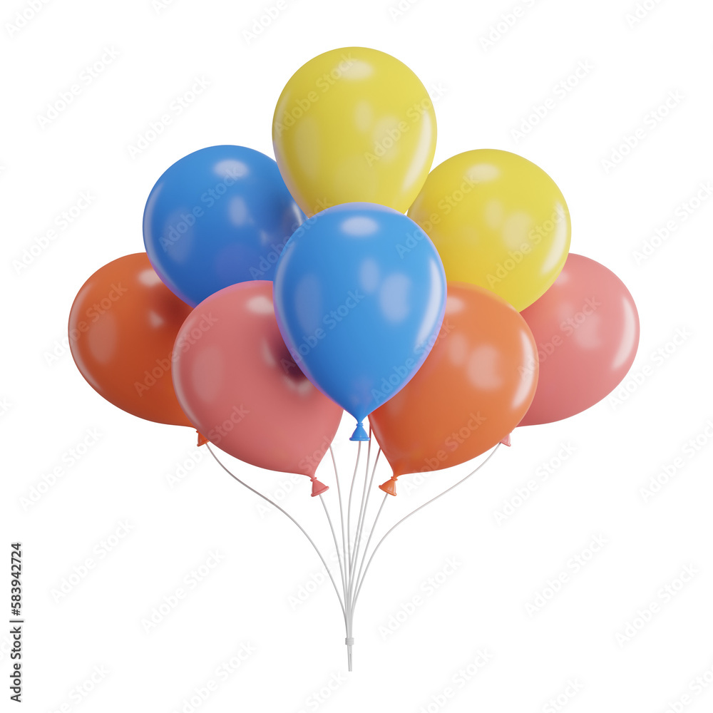 3d render of balloons with confetti flying. 3d render of balloons with confetti flying.