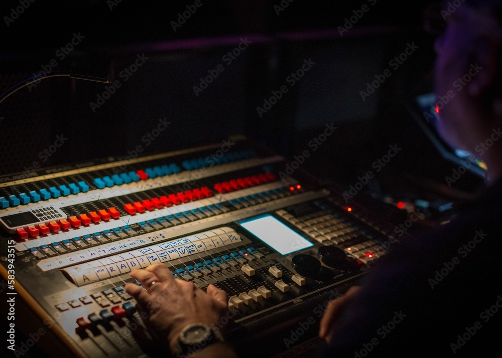 Lighting desk during the performance of Dr Hook playing at the Aylesbury  Waterside Theatre Stock Photo | Adobe Stock