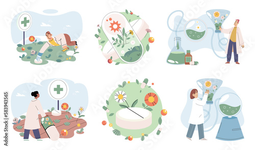 Scientist study research liquid medicine from natural herbal. Medical marijuana research. Modern and traditional medical, Alternative organic herbal drug and chemical medicine. Homeopathy healthcare
