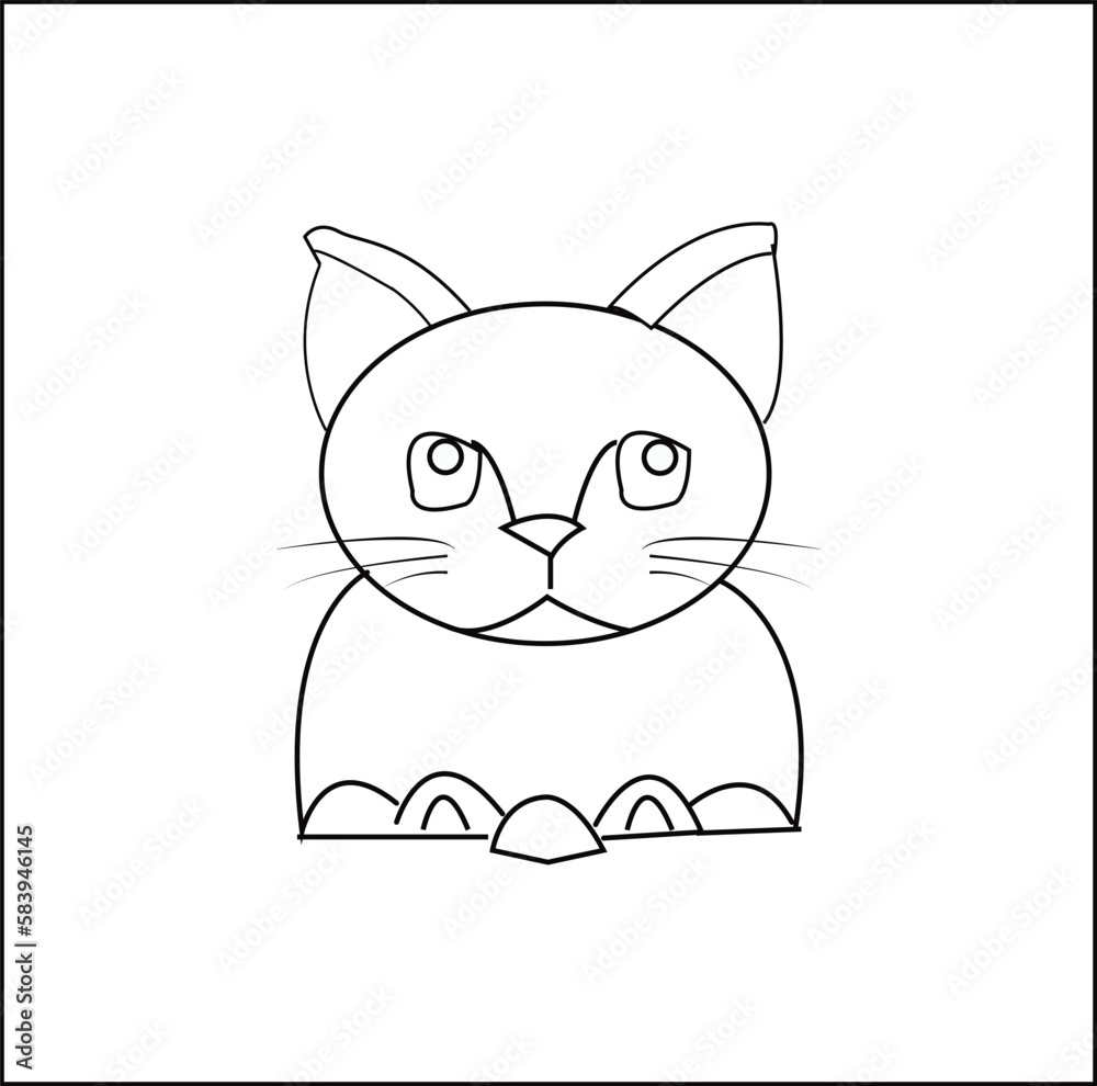 Obraz premium Sweet Cat vector line art work.