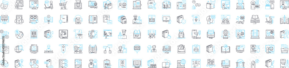 Online content management vector line icons set. Content, Management, Online, System, Web, Publishing, Digital illustration outline concept symbols and signs Online content management vector line icons set. Content, Management, Online, System, Web, Publishing, Digital illustration outline concept symbols and signs