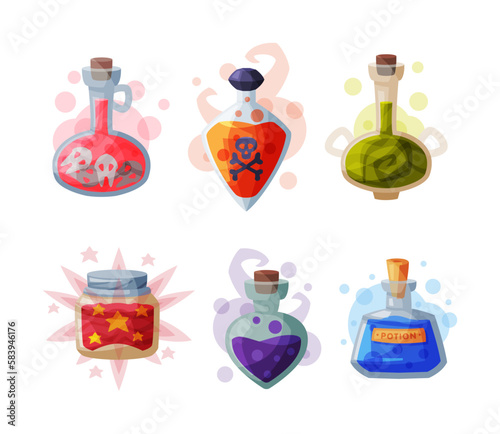 Occult Magic Objects for Mystic Rituals and Witchcraft Vector Set