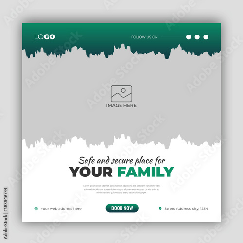 Travel holiday vacation social media post banner or square flyer design template
