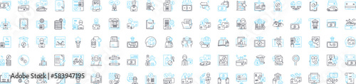 Finance services vector line icons set. Finance, Services, Investment, Banking, Credit, Loans, Insurance illustration outline concept symbols and signs