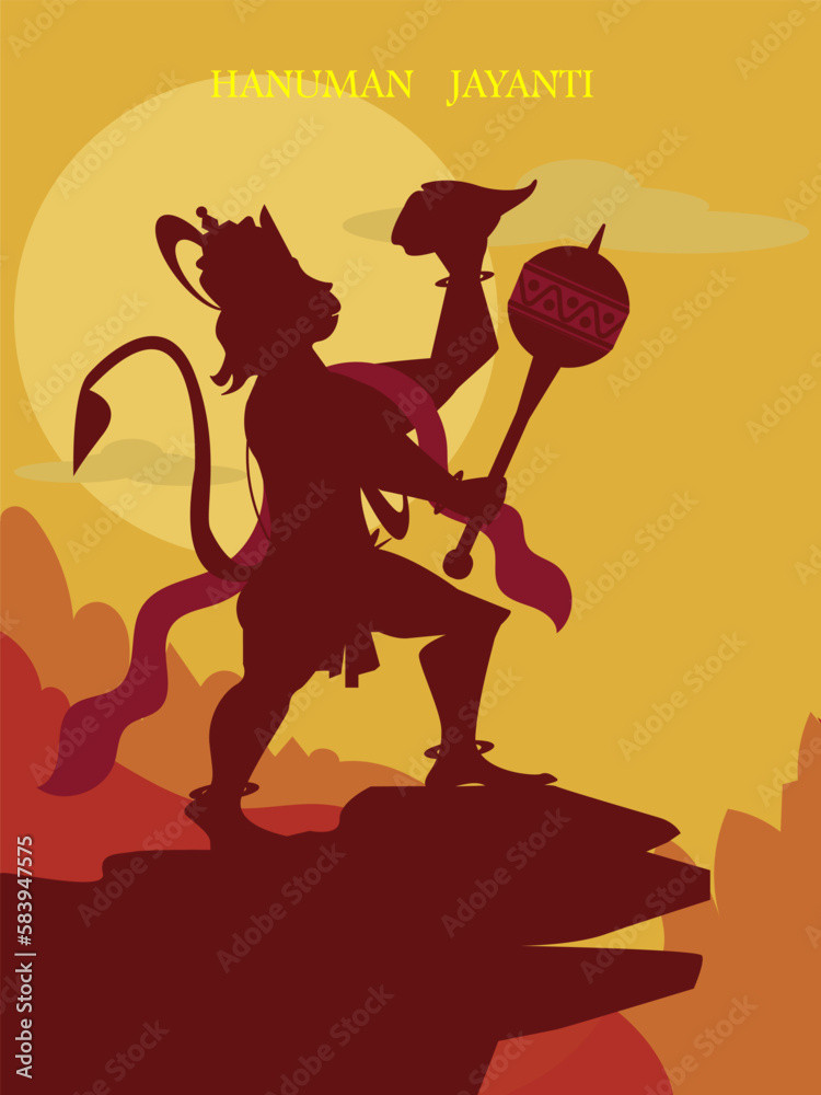 Hindu god Lord Hanuman vector illustration.
