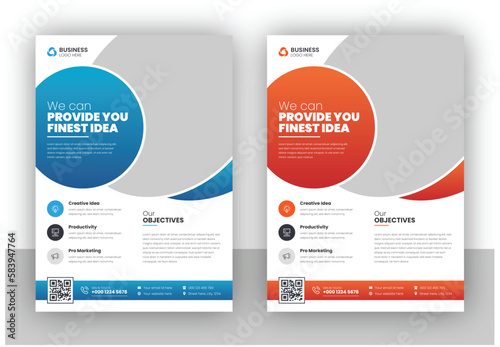 Corporate business multipurpose flyer design and brochure cover page design template with creative and minimal shapes in a4 size vector format