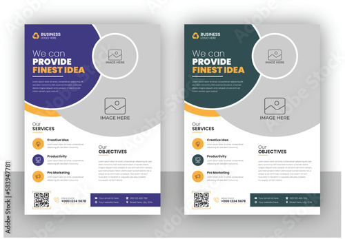 Corporate business multipurpose flyer design and brochure cover page design template with creative and minimal shapes in a4 size vector format