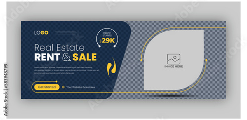 Real estate web banner and social media facebook cover template