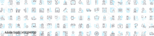 Clinic vector line icons set. Clinic, Medical, Healthcare, Outpatient, Treatment, Diagnostic, Surgery illustration outline concept symbols and signs