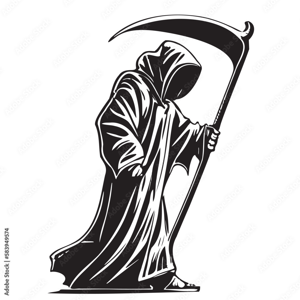 Death In A Cloak With A Hand Drawn Scythe Sketch Vector Illustration   1000 F 583949574 OeaP9b0Axxu0BRaL0qBlv6KgDVkYNev3 