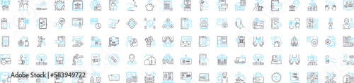 Digital fintech vector line icons set. Fintech, Digital, Payments, Blockchain, Crypto, Banking, Investment illustration outline concept symbols and signs