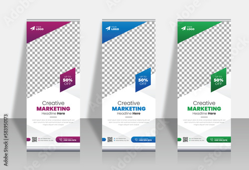 Creative business agency roll up banner design or pull up banner template